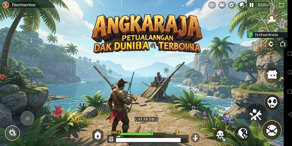 Screenshot gameplay ANGKARAJA menunjukkan dunia terbuka yang luas dan imersif.