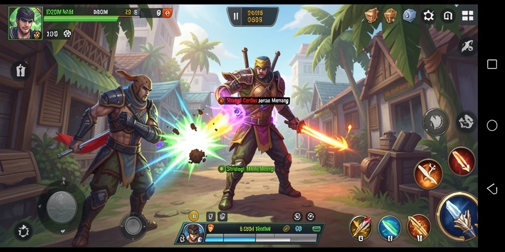 Screenshot gameplay D200M menunjukkan aksi strategi yang mendebarkan.