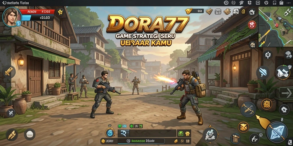 Screenshot gameplay DORA77 yang menunjukkan pertempuran strategis yang mendebarkan.