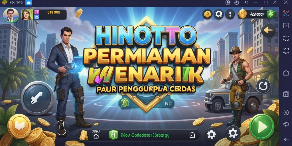 Tampilan gameplay seru di HINOTOTO dengan pengelolaan bisnis yang cerdas.