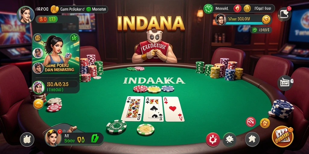 Tampilan gameplay Poker di aplikasi INDAAA yang menarik.