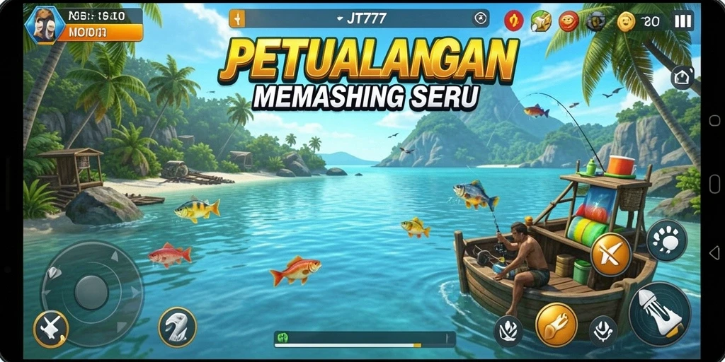 Screenshot gameplay JT777 menampilkan aksi memancing yang mendebarkan.