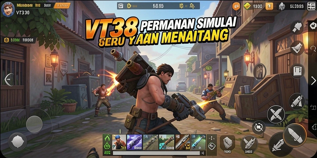 Screenshot VT38 menampilkan karakter dan dunia simulasi yang vibrant.