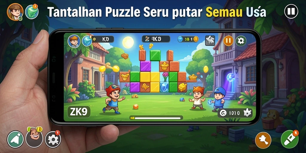 Gameplay ZK9 yang menantang dan penuh teka-teki.